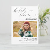 Modernes Script Romantisches Foto Brautparty Einladung (Stehend Vorderseite)