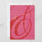 Modernes Script Rosa Ampersand Hochzeit Einladung (Vorderseite)