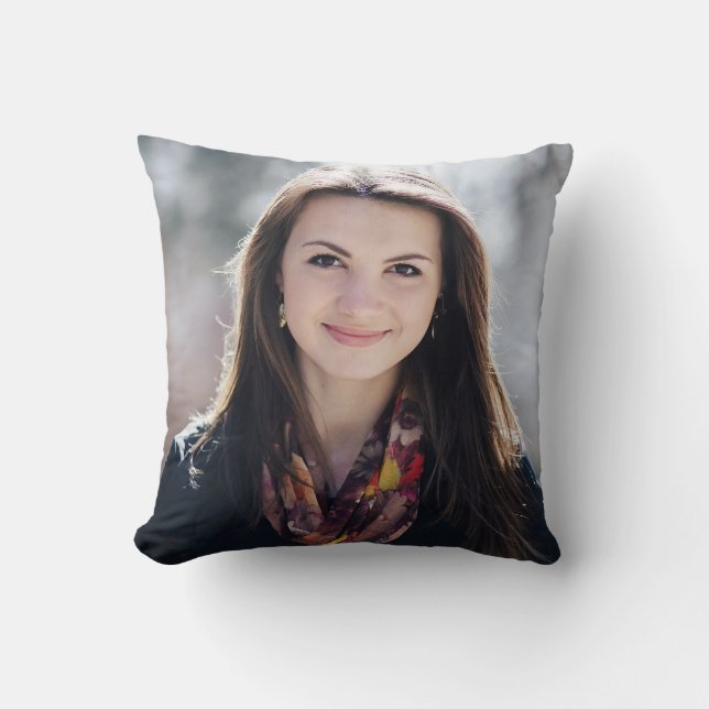 Modernes Script Rosa White Strip Abschluss Foto Kissen (Vorderseite)