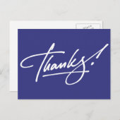 Modernes Script Royal Blue Dankeschön Card Postkarte (Vorne/Hinten)