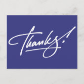 Modernes Script Royal Blue Dankeschön Card Postkarte (Vorderseite)