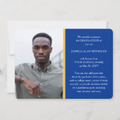 Modernes Script Royal Blue & Gold 4 Foto Abschluss Ankündigung (Rückseite)