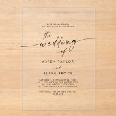 Modernes Script Rustic Boho Elegant Minimale Hochz Acryleinladungen (Vorderseite)