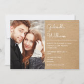 Modernes Script Rustic Kraft Foto Hochzeit Einladung (Vorderseite)