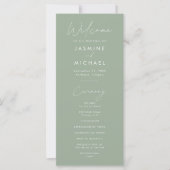 Modernes Script Sage Green Wedding Programm (Vorderseite)