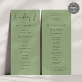 Modernes Script Sage Green Wedding Programm