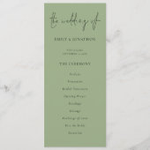 Modernes Script Sage Green Wedding Programm (Vorderseite)