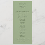 Modernes Script Sage Green Wedding Programm (Rückseite)