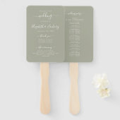 Modernes Script Sage Green Wedding Programm Fächer (Vorne und Hinten)