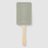 Modernes Script Sage Green Wedding Programm Fächer (Rückseite)