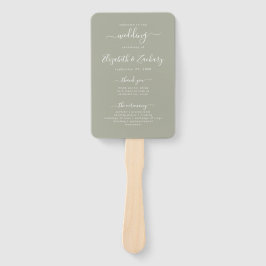 Modernes Script Sage Green Wedding Programm Fächer