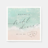 Modernes Script Sand Hearts Beach Brautparty Serviette (Vorderseite)