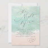 Modernes Script Sand Hearts Beach Probe Dinner Einladung (Vorderseite)