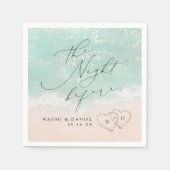 Modernes Script Sand Hearts Beach Probe Dinner Serviette (Vorderseite)