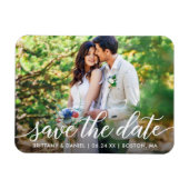 Modernes Script Save the Date Couple Foto W Magnet (Horizontal)