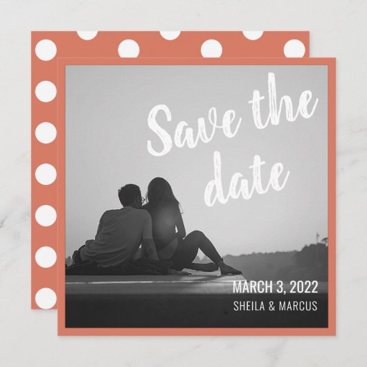 Modernes Script Save the Date Hochzeitsfotokarte (Vorne/Hinten)