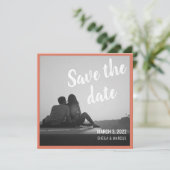 Modernes Script Save the Date Hochzeitsfotokarte (Stehend Vorderseite)