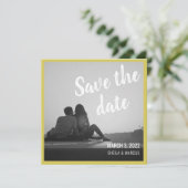 Modernes Script Save the Date Hochzeitsfotokarte (Stehend Vorderseite)