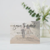 Modernes Script Save the Date PostCard Postkarte (Stehend Vorderseite)