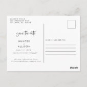 Modernes Script Save the Date PostCard Postkarte (Rückseite)