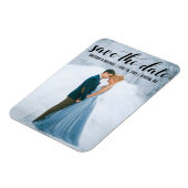 Modernes Script Save the Date Verlobung Foto B Magnet (Linke Seite)