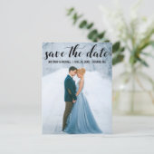 Modernes Script Save the Date Verlobung Foto B Postkarte (Stehend Vorderseite)