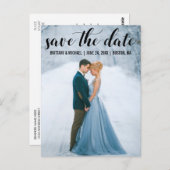 Modernes Script Save the Date Verlobung Foto B Postkarte (Vorne/Hinten)