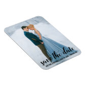 Modernes Script Save the Date Verlobung Foto BL Magnet (Rechte Seite)