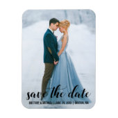 Modernes Script Save the Date Verlobung Foto BL Magnet (Vertikal)