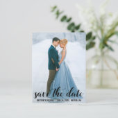 Modernes Script Save the Date Verlobung Foto BL Postkarte (Stehend Vorderseite)