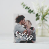Modernes Script Save the Date Verlobung Foto Postkarte (Stehend Vorderseite)