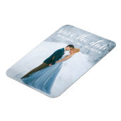 Modernes Script Save the Date Verlobung Foto W Magnet (Linke Seite)