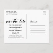 Modernes Script Save the Date Verlobung Foto W Postkarte (Rückseite)