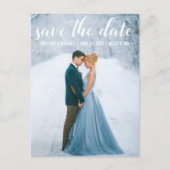 Modernes Script Save the Date Verlobung Foto W Postkarte (Vorderseite)