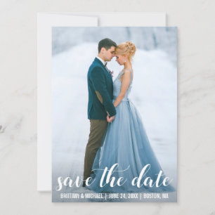 Modernes Script Save the Date Verlobung Foto WB Einladung