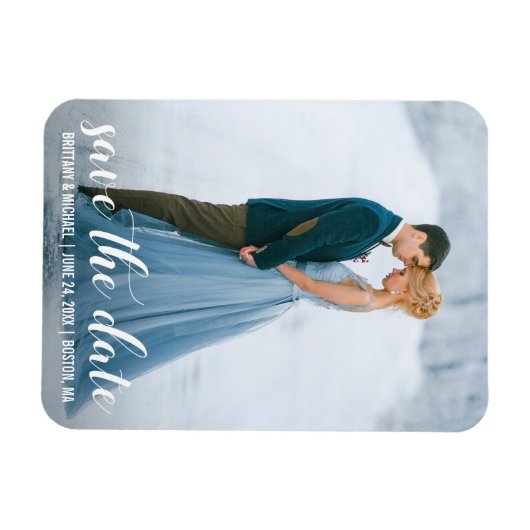 Modernes Script Save the Date Verlobung Foto WB Magnet (Horizontal)
