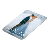 Modernes Script Save the Date Verlobung Foto WB Magnet (Linke Seite)