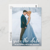 Modernes Script Save the Date Verlobung Foto WB Postkarte (Vorne/Hinten)
