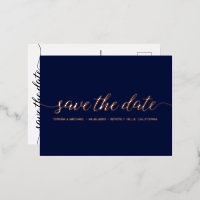 Modernes Script Save the Date Wedding Blue Rose Go