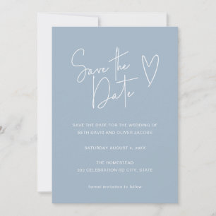 Modernes Script Schriftart Blue Foto Save the Date