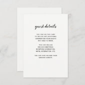 Modernes Script schwarz und weiß | Gästebuch Begleitkarte (Vorne/Hinten)