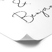 Modernes Script Schwarz und Weiß Hochzeit Begrüßun Poster (Ecke)