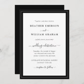 Modernes Script Schwarz und Weiß Hochzeit Einladung (Vorne/Hinten)