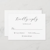 Modernes Script Schwarz und Weiß Hochzeit RSVP Karte (Vorne/Hinten)