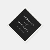 Modernes Script Schwarz und Weiß Hochzeit Serviette (Ecke)