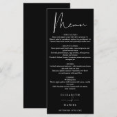 Modernes Script Schwarz und Weiß Hochzeitsessen Menükarte (Vorne/Hinten)