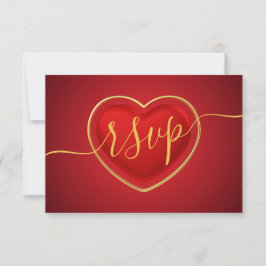 Modernes Script schwarz und weiß mit rotem goldfar RSVP Karte