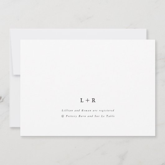 Modernes Script Schwarz & Weiß-Brautparty Einladung (Rückseite)