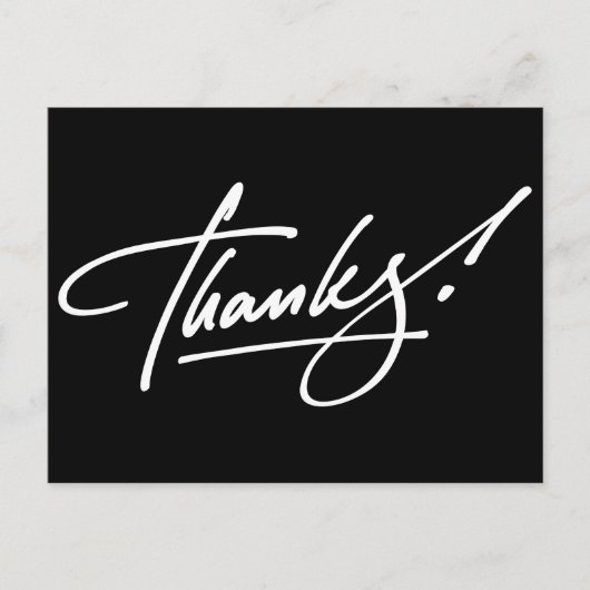 Modernes Script Schwarz-Weiß Dankeschön Karte (Vorderseite)