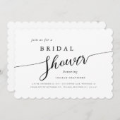 Modernes Script Schwarz & Weiß-Scallop-Brautparty Einladung (Vorne/Hinten)